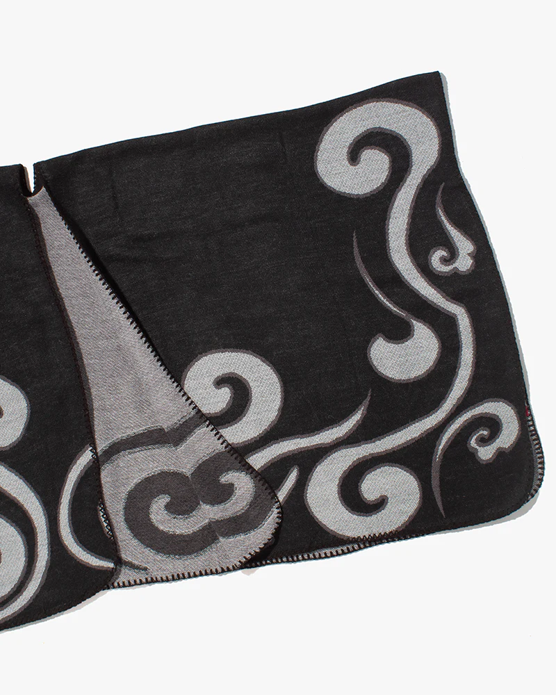 Wa-Modern Poncho, Black and Light Grey Swirl - Image 2