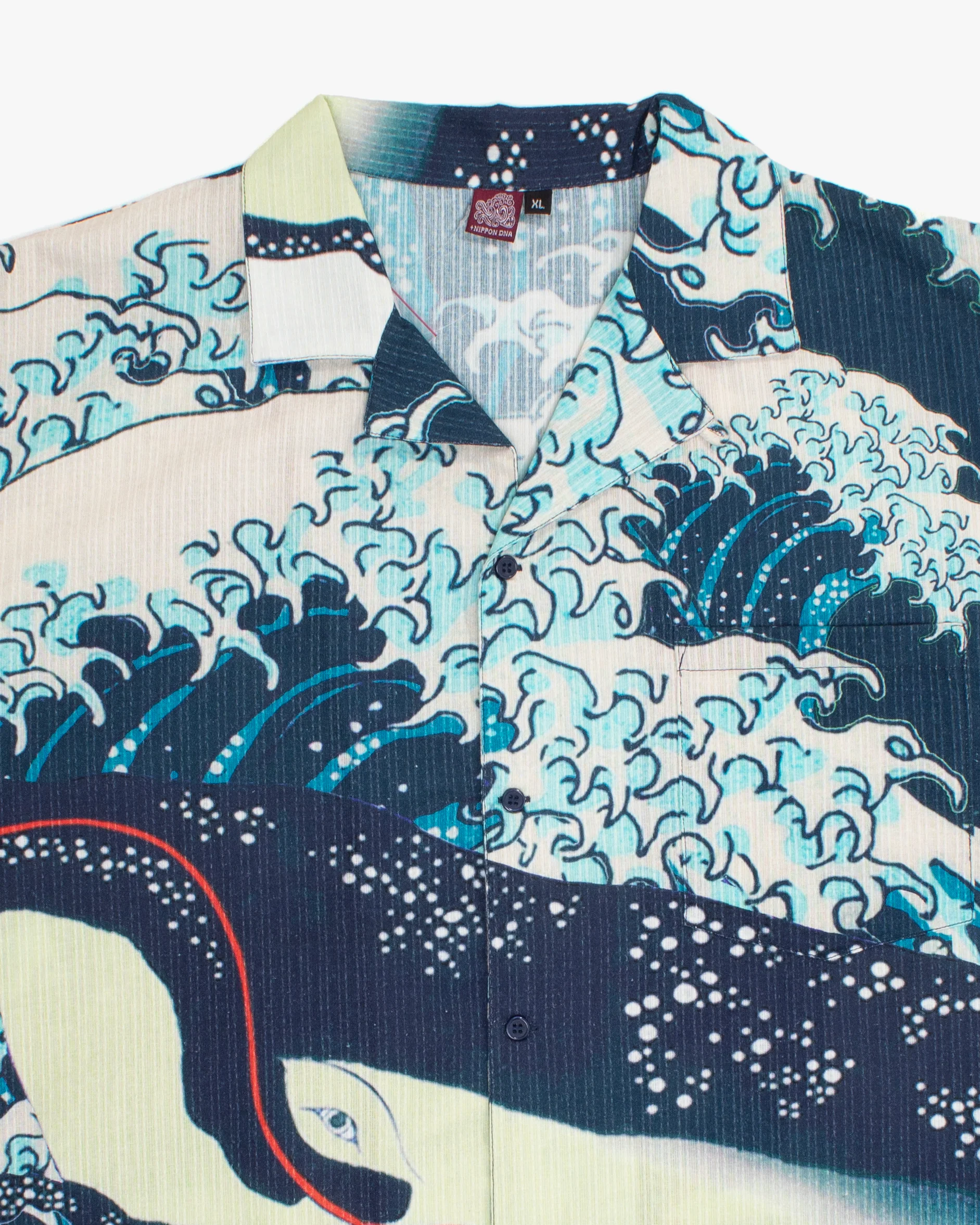Wa-Modern Short Sleeve Button Up Shirt, Kujira - Image 2