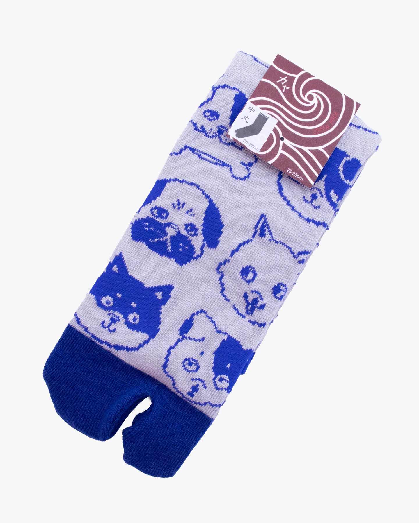 Wa Modern, Tabi Socks, Crew, Royal Blue and Gray Pets - Image 4