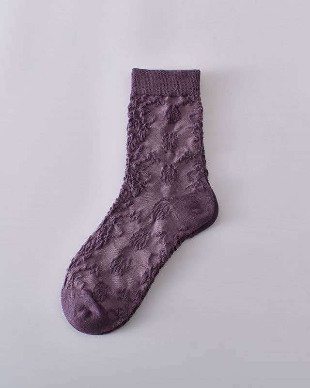 Tourtiwi, Mid-Calf Socks, Retro Embossed Three-Dimensional Pattern - Image 2