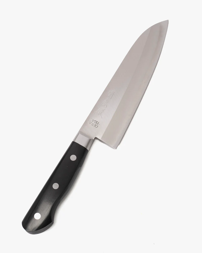 Japanese Knife, Yasuda Hamono, Santoku, Seki Kotetsu Series, Black Handle - Image 3