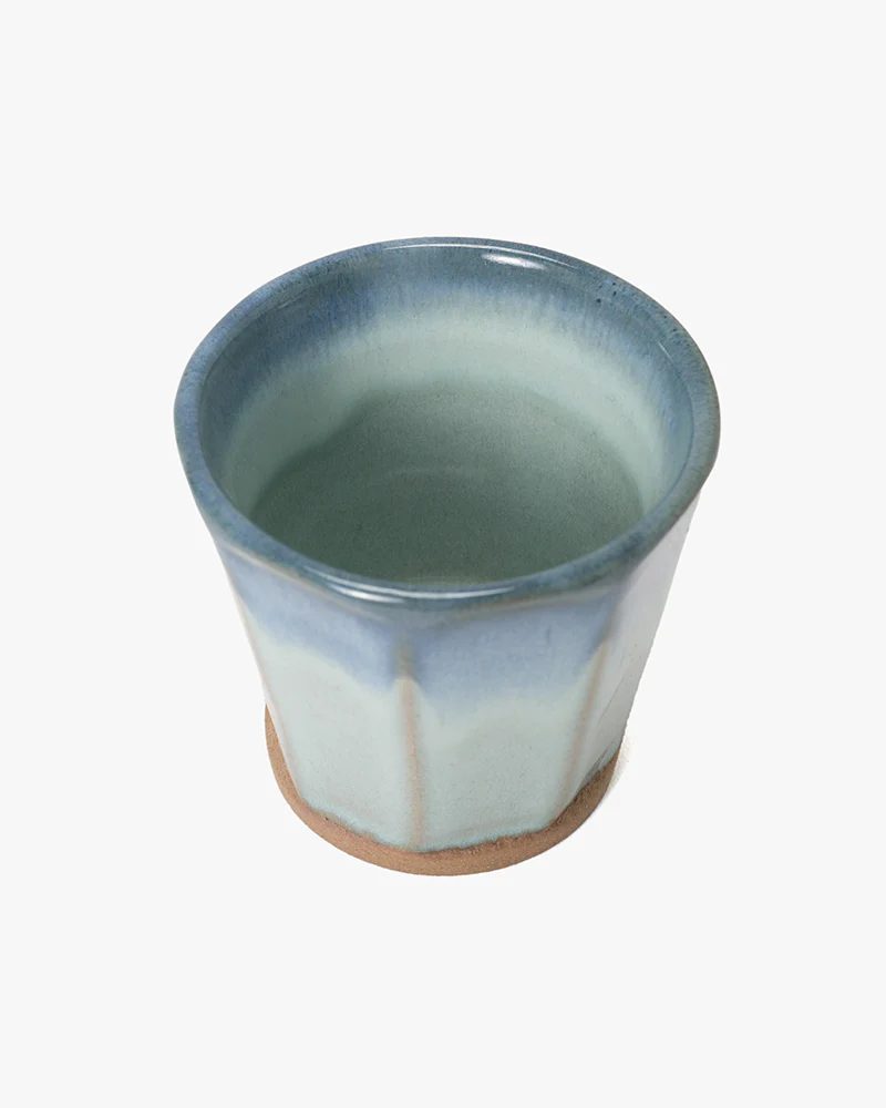 Yunomi Cup, Ichiyama, Octagon Faceted, Mint and Indigo Trim - Image 2