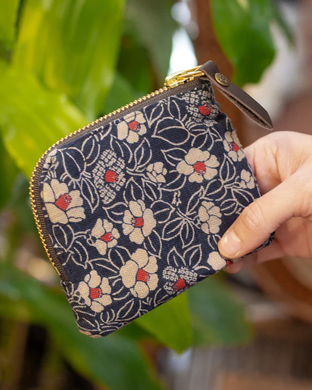 Kiriko Original, Zipper Wallet, Indigo Small Tsubaki